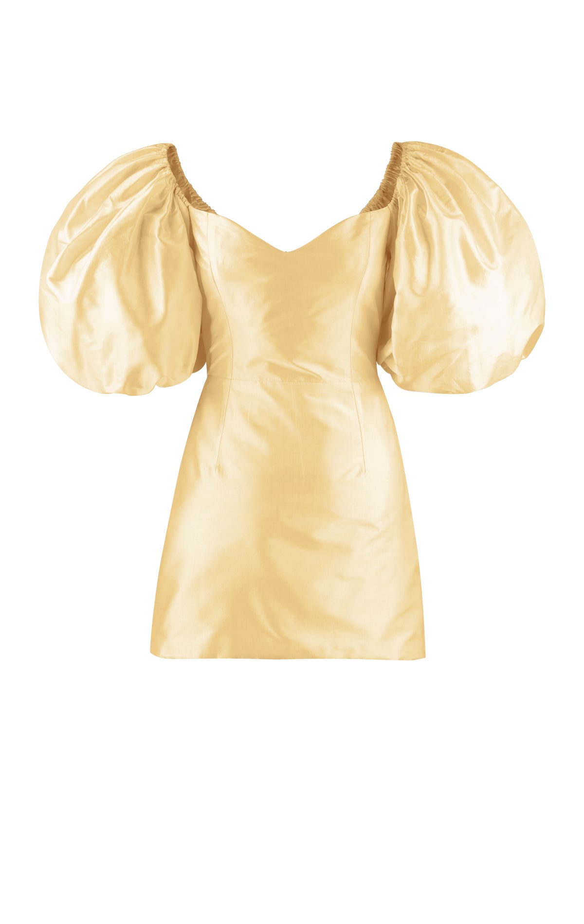 Edie Yellow Strapless Puffy Silk Mini Dress