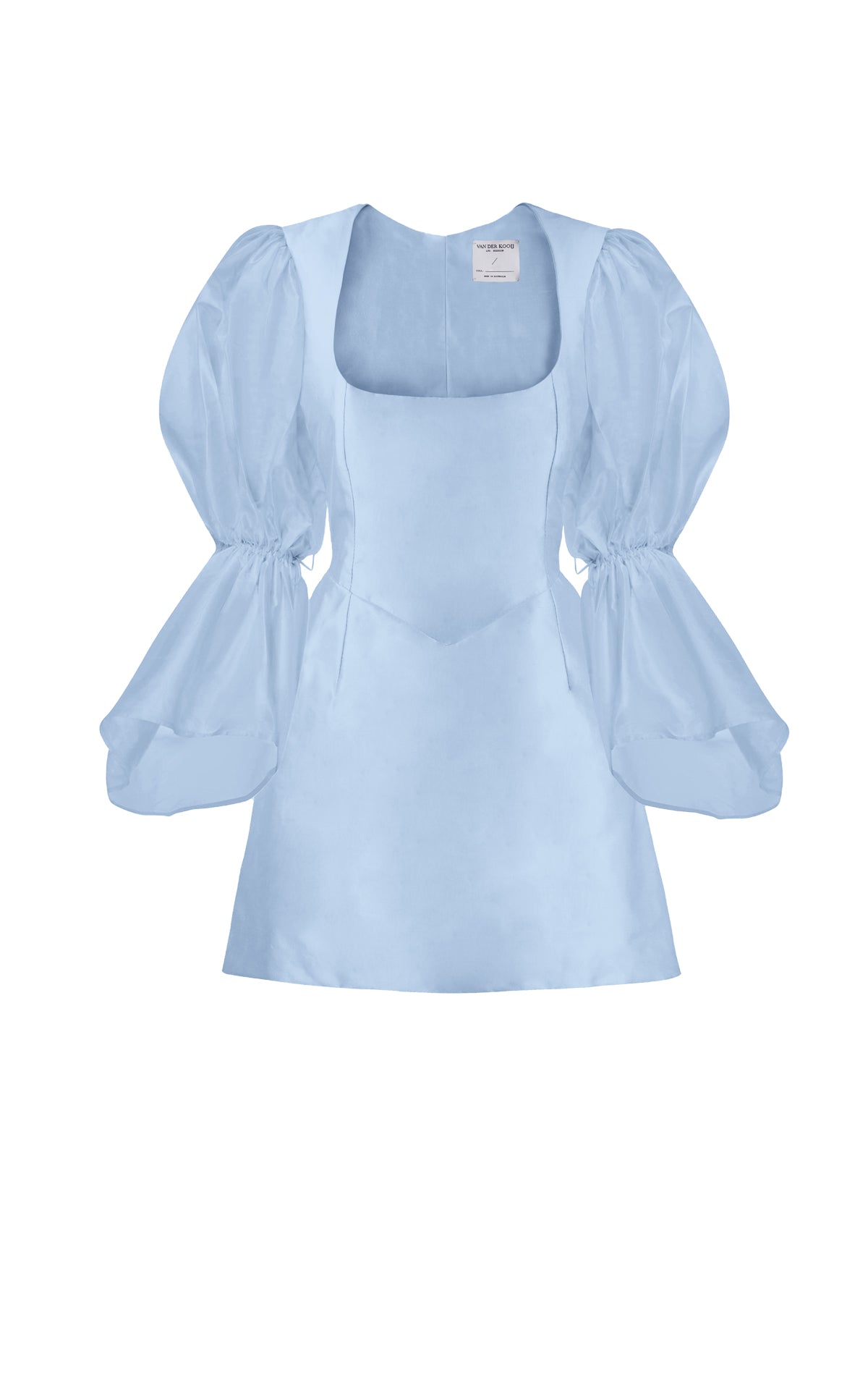 Neve Blue Puffy Sleeve Silk Mini Dress