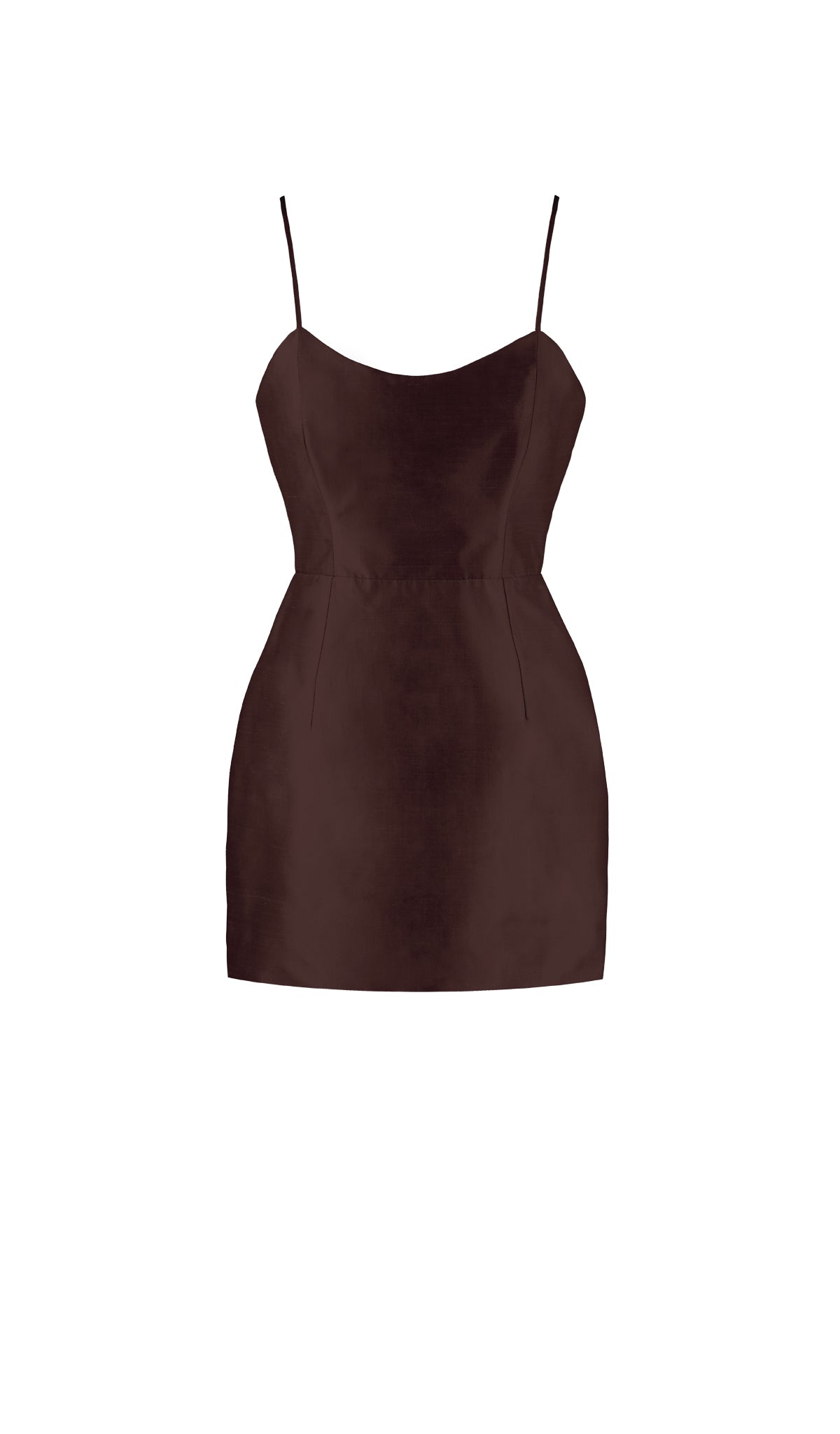 Rhia Brown Spaghetti Strap Silk Mini Dress 2 / Chocolate Rhia Brown Spaghetti Strap Silk Mini Dress 2 / Chocolate