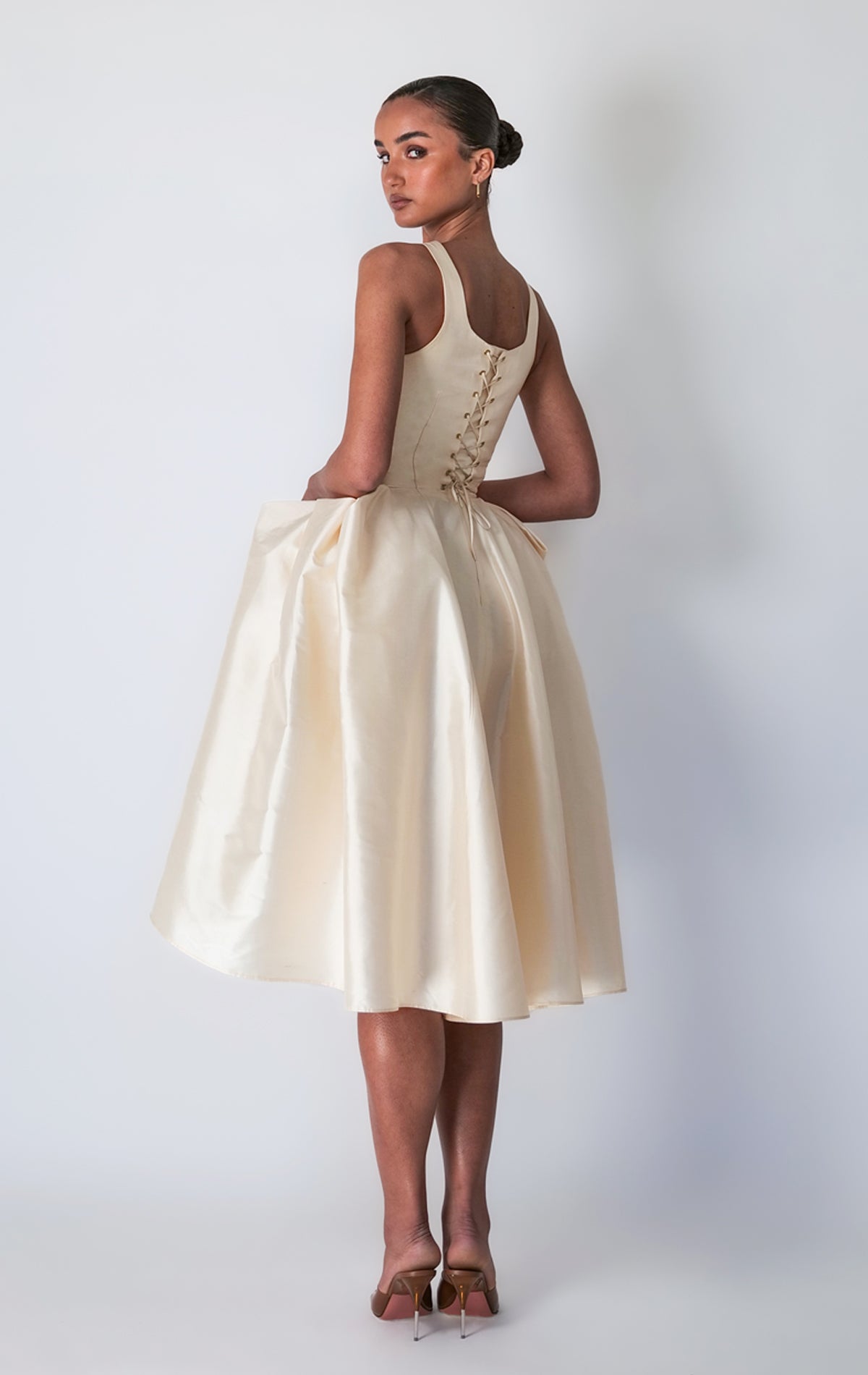 Franka Formal Champagne Sleeveless Silk Mini Dress Franka Formal Champagne Sleeveless Silk Mini Dress