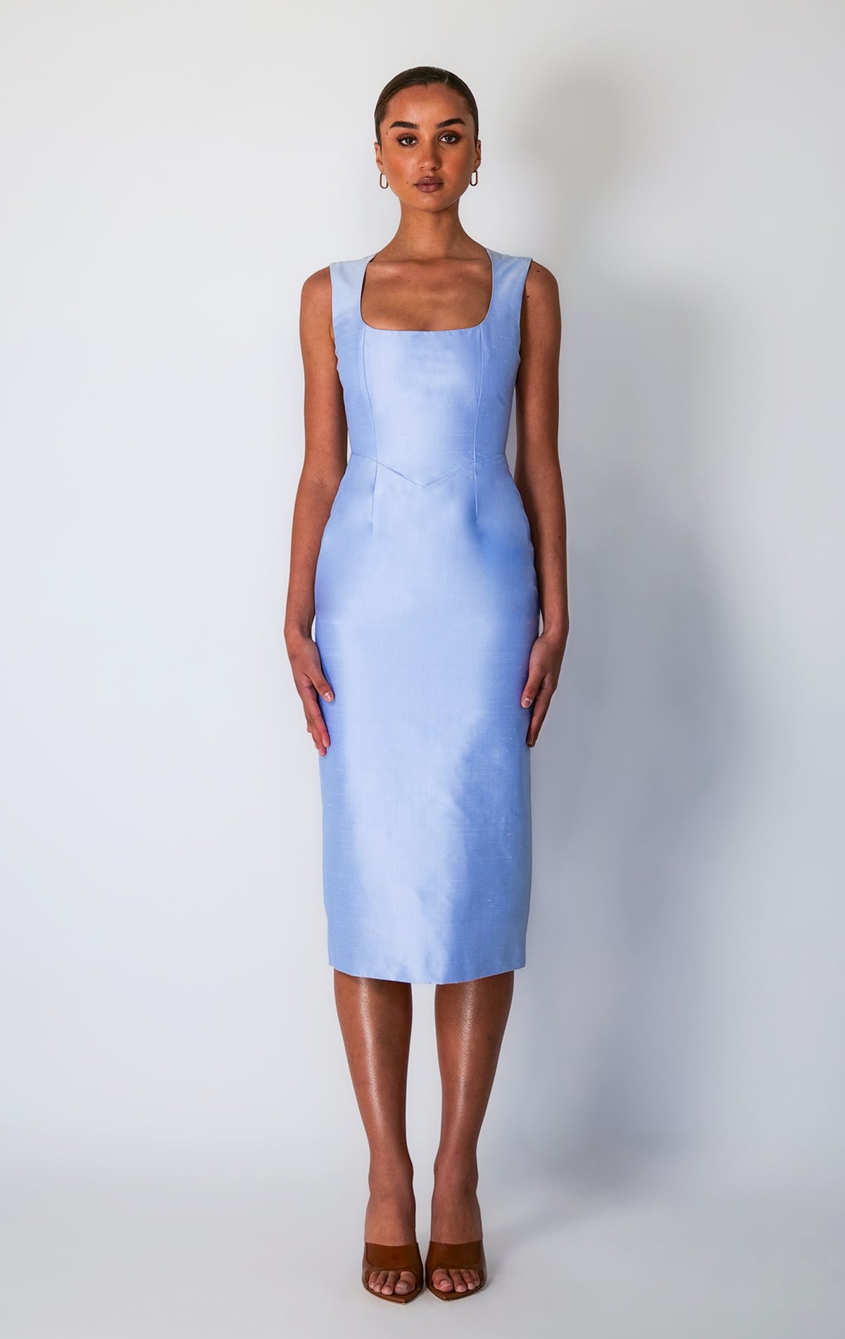 ina silk dress Ina Formal Blue Sleeveless Silk Maxi Dress