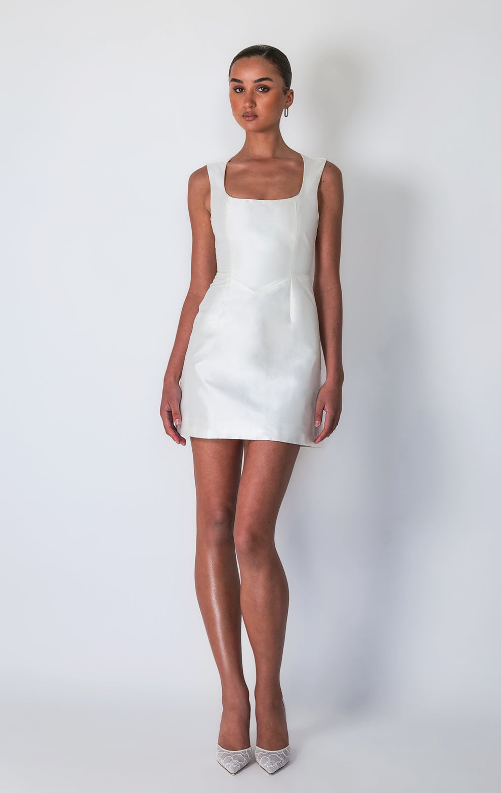 Ina Mini Ina Ivory Sleeveless Silk Mini Dress