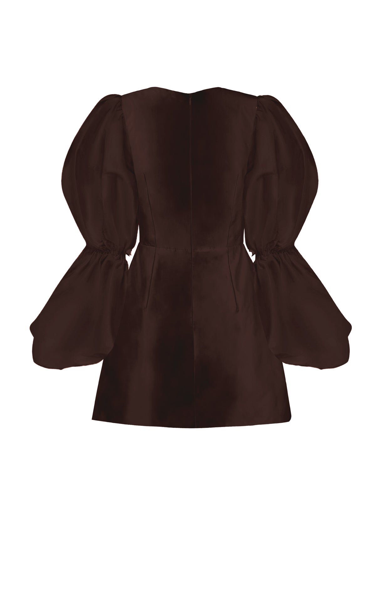 Neve Brown Puffy Sleeve Silk Mini Dress Neve Brown Puffy Sleeve Silk Mini Dress