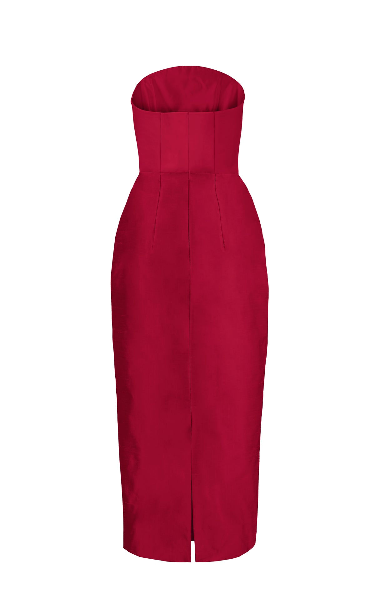 Vega Red Strapless Silk Midi Dress - Main Image