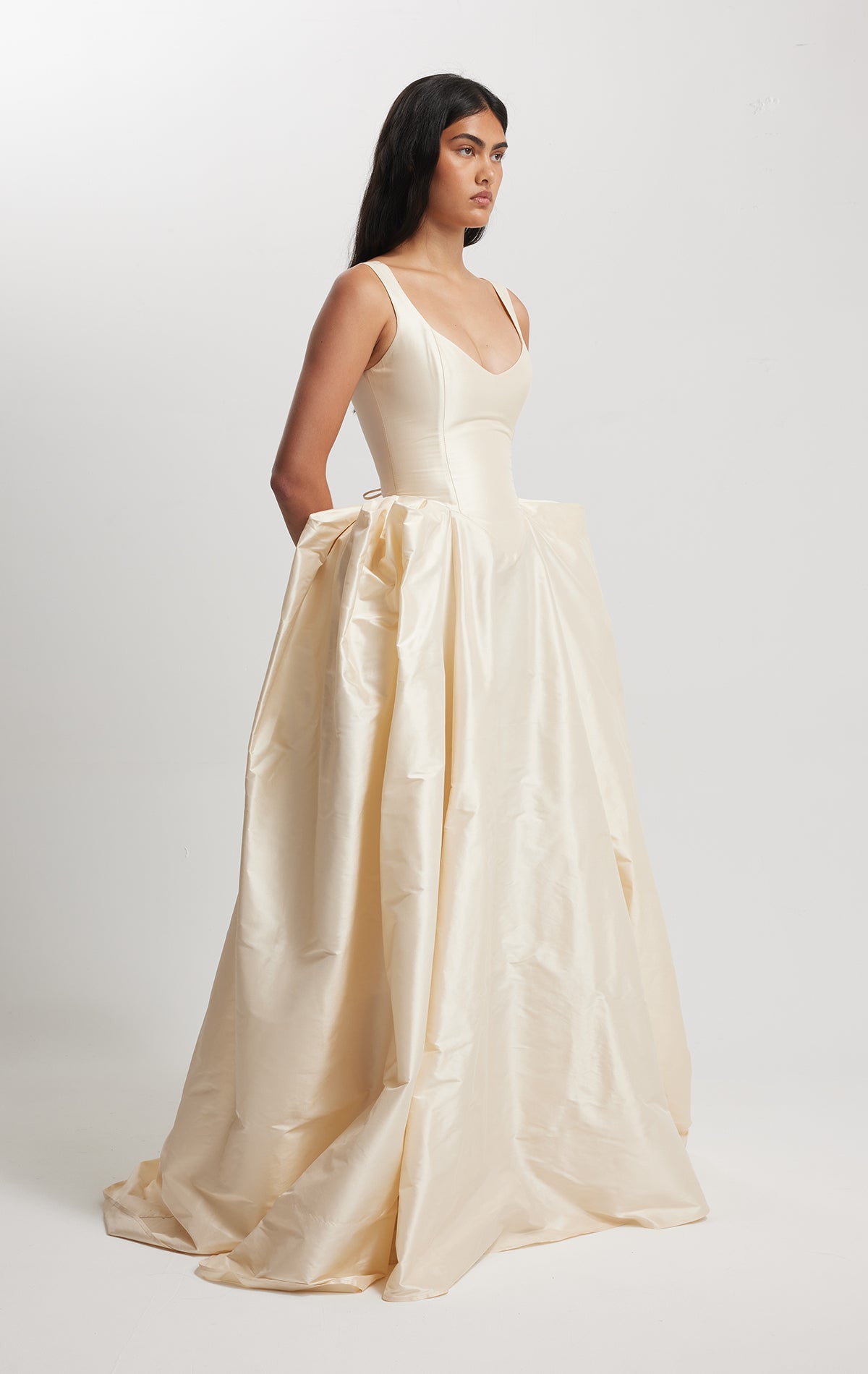 Franka Formal Champagne Sleeveless Silk Gown