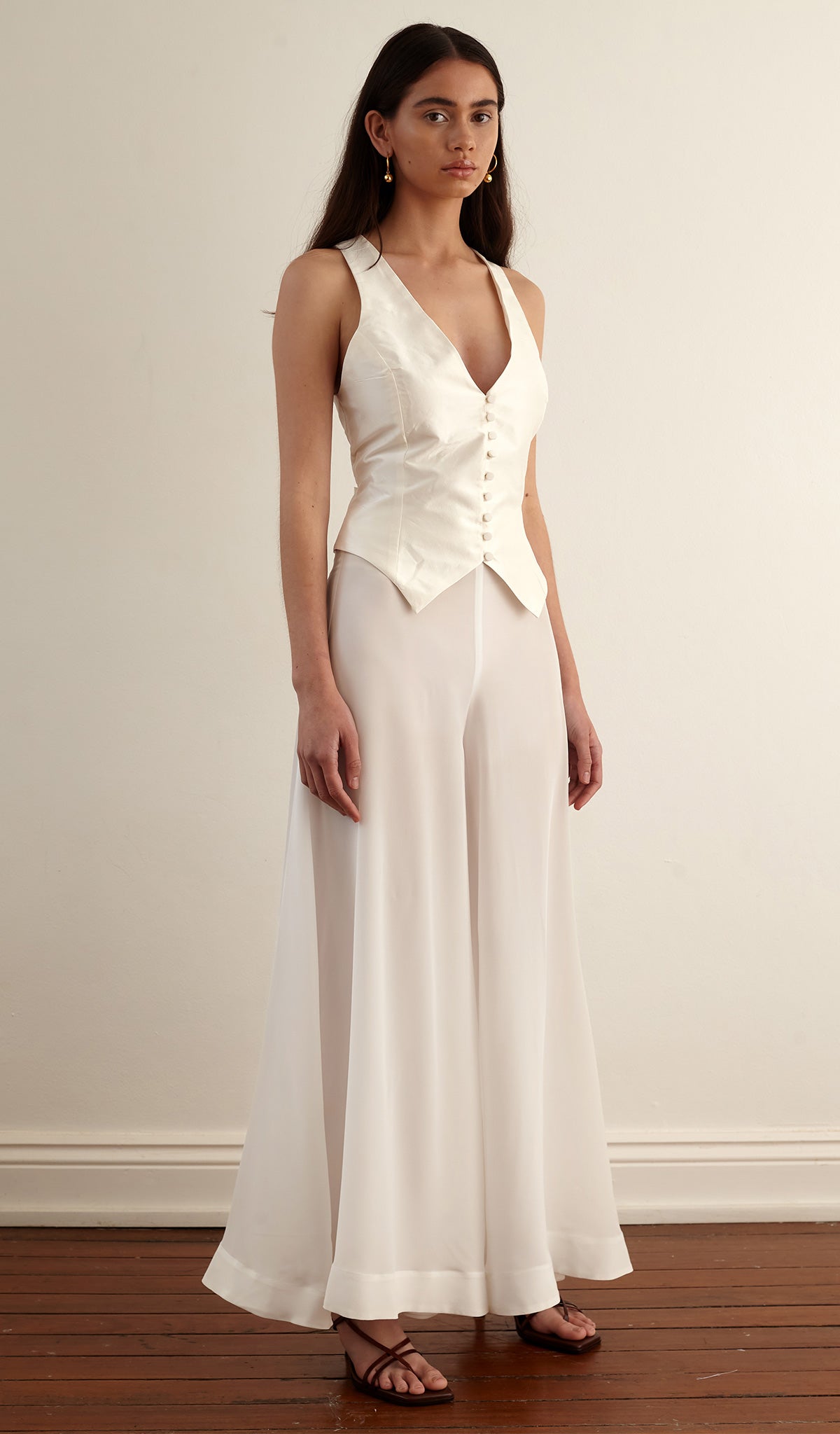 Silk Button Front Waist Coat