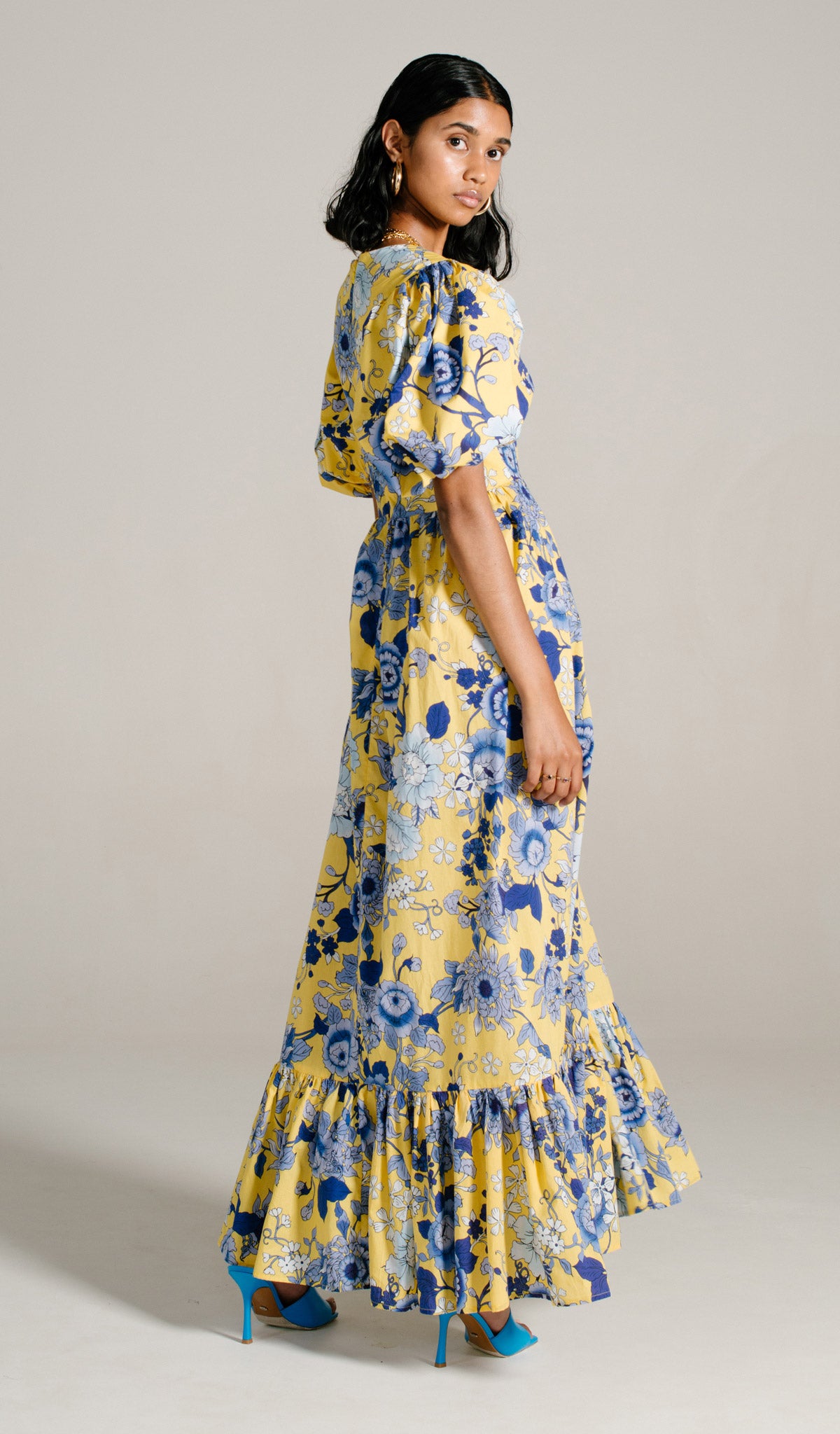 Cornflower Vol Sleeve Maxi Dress