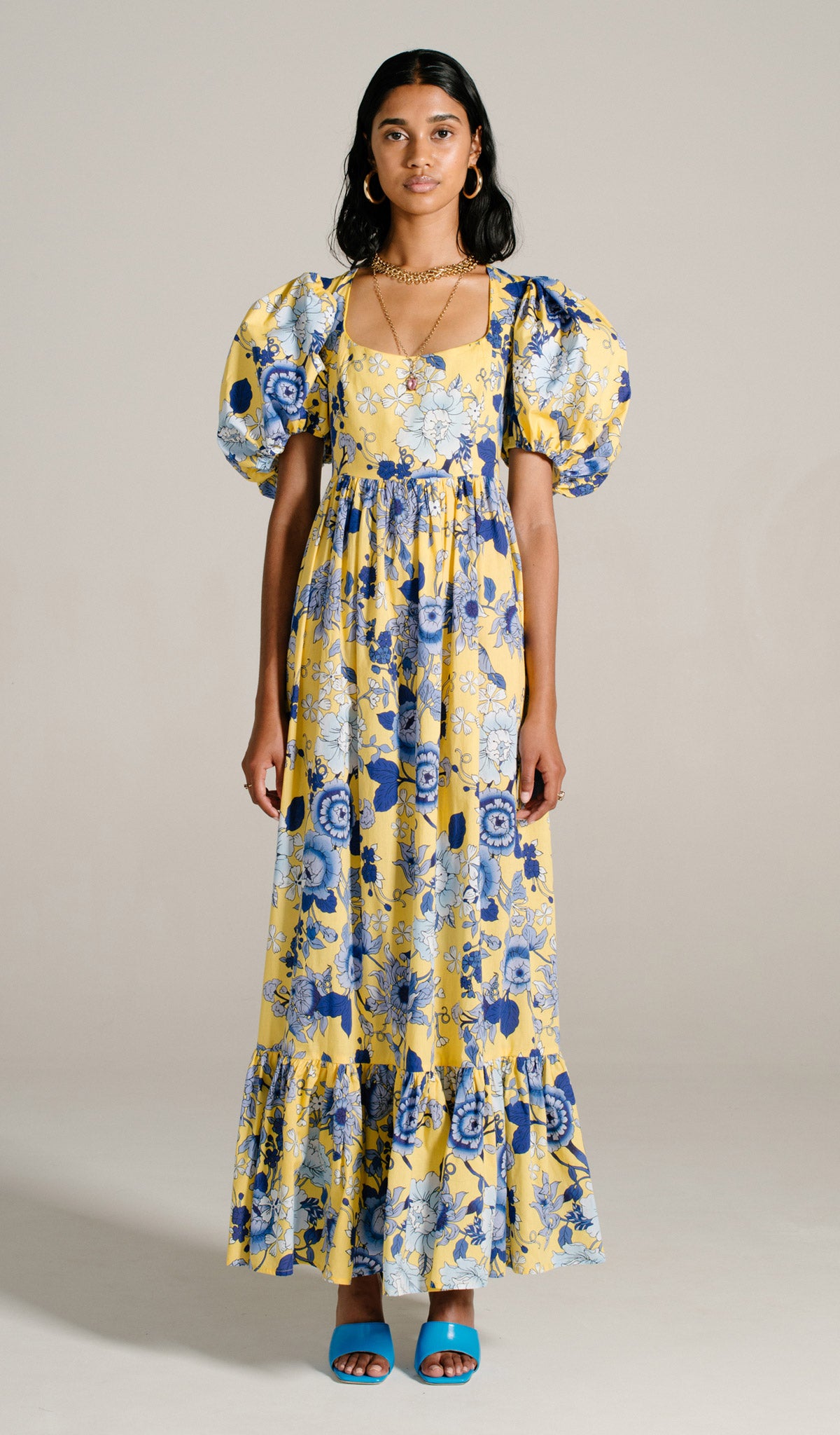 Cornflower Vol Sleeve Maxi Dress