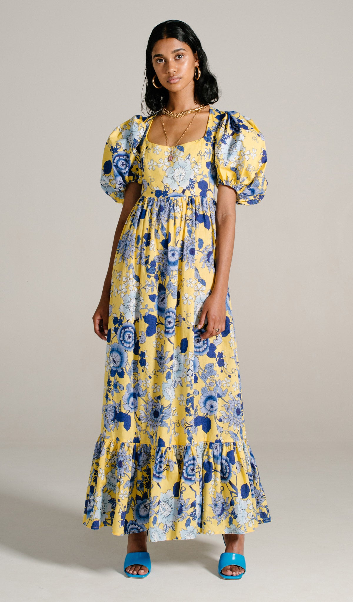 Cornflower Vol Sleeve Maxi Dress