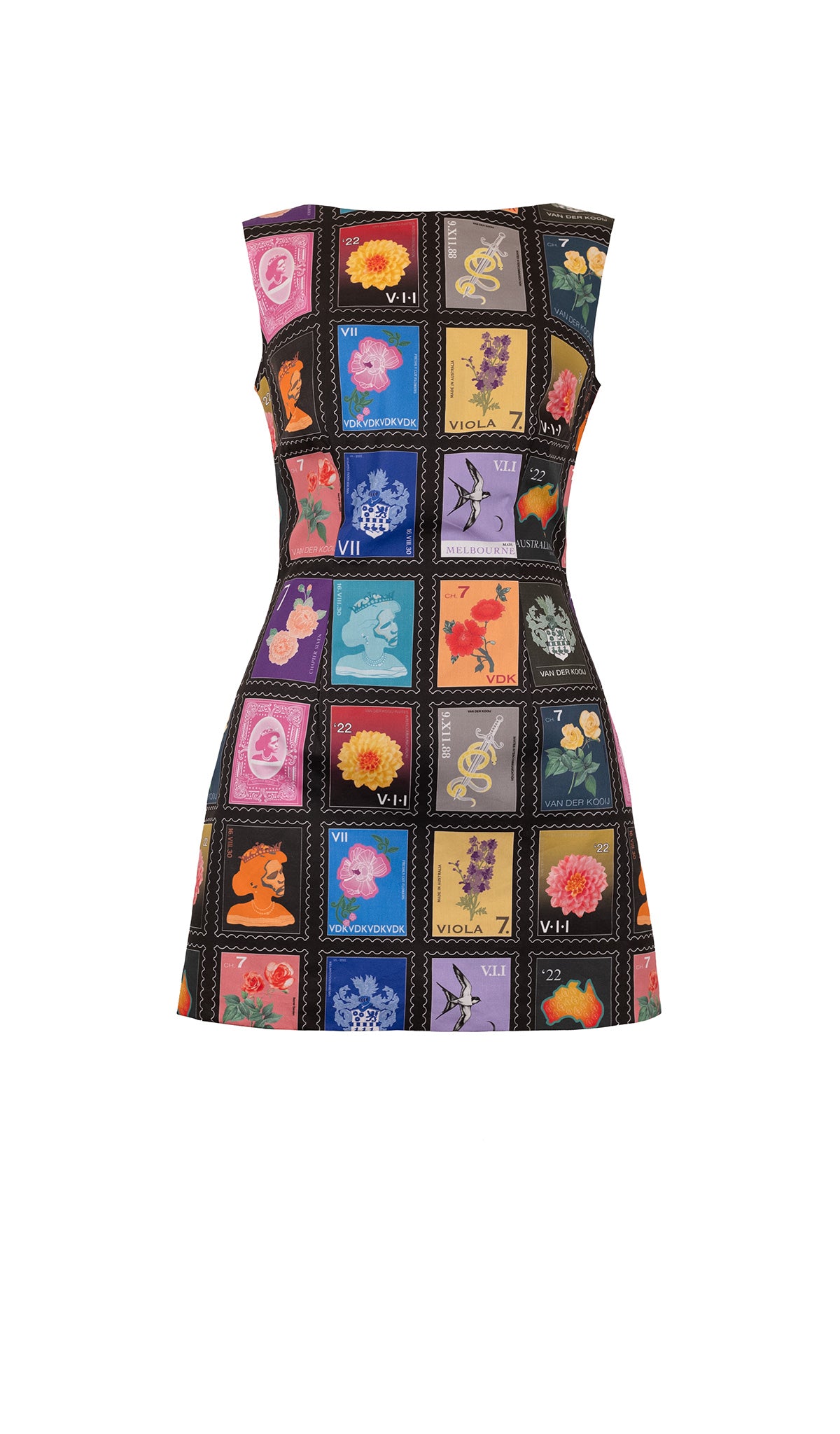 VII Stamp Print Mini Dress