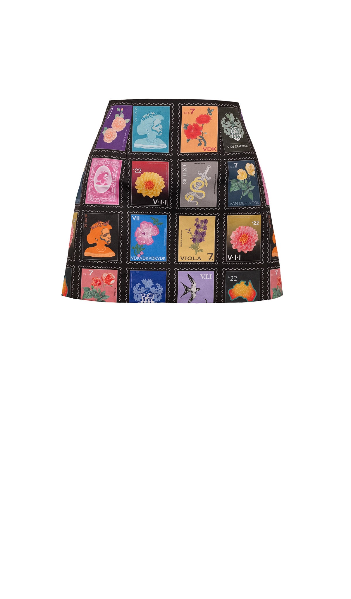 VII Stamp Print Mini Skirt